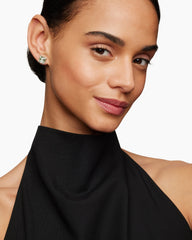 Chatelaine® Stud Earrings in Sterling Silver with Prasiolite and Diamonds, 9mm