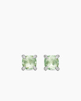 Chatelaine® Stud Earrings in Sterling Silver with Prasiolite and Diamonds, 9mm