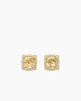 Chatelaine® Pavé Bezel Stud Earrings in 18K Yellow Gold with Champagne Citrine and Diamonds, 8mm