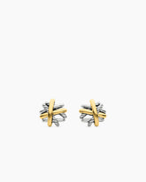 Crossover Stud Earrings in Sterling Silver with 18K Yellow Gold, 11mm