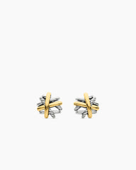 Crossover Stud Earrings in Sterling Silver with 18K Yellow Gold, 11mm