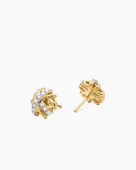 Crossover Stud Earrings in 18K Yellow Gold with Diamonds, 11mm
