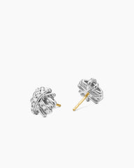 Crossover Stud Earrings in Sterling Silver with Diamonds, 11mm
