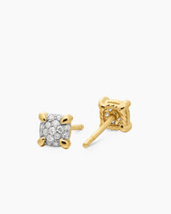 Petite Chatelaine® Stud Earrings in 18K Yellow Gold with Pavé Diamonds, 5mm
