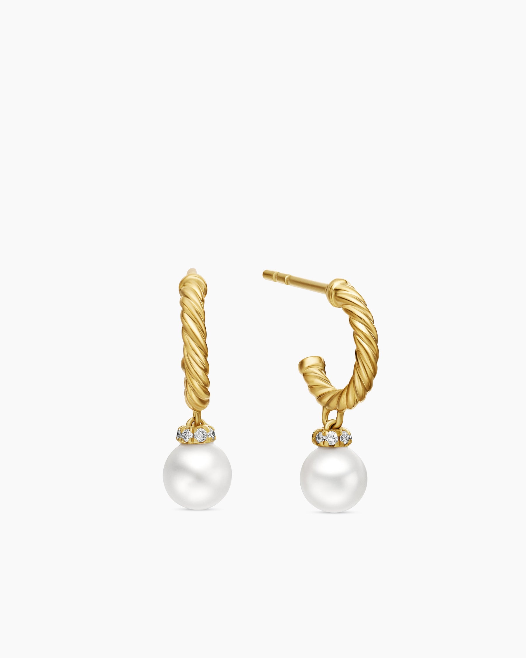 Petite Solari Drop Earrings in 18K Yellow Gold with Pearls and Diamonds, 17.2mm
