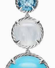 Chatelaine® Round Drop Earrings in Sterling Silver with Turquoise, Milky Rose Quartz and Blue Topaz, 47mm