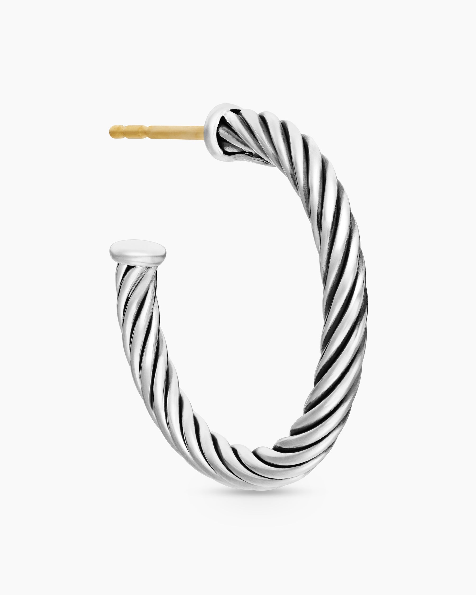 Cable Hoop Earrings in Sterling Silver, 3/4in