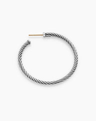 Cable Hoop Earrings in Sterling Silver, 1.5in