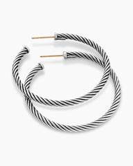 Cable Hoop Earrings in Sterling Silver, 1.5in