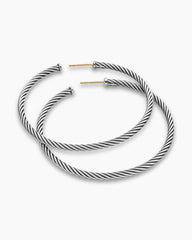 Cable Hoop Earrings in Sterling Silver, 2in