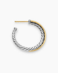 Crossover Hoop Earrings in Sterling Silver with 18K Yellow Gold, 26.5mm
