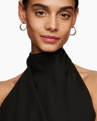 Crossover Hoop Earrings in Sterling Silver with 18K Yellow Gold, 26.5mm