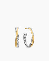 Crossover Hoop Earrings in Sterling Silver with 18K Yellow Gold, 26.5mm