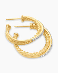 Crossover Hoop Earrings in 18K Yellow Gold with Diamonds, 26.5mm