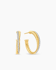 Crossover Hoop Earrings in 18K Yellow Gold with Diamonds, 26.5mm