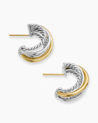 Crossover Shrimp Earrings in Sterling Silver with 18K Yellow Gold, 19.5mm