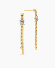Helena Box Chain Drop Earrings in 18K Yellow Gold with Diamonds, 52.8mm
