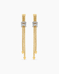 Helena Box Chain Drop Earrings in 18K Yellow Gold with Diamonds, 52.8mm