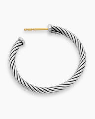 Cable Hoop Earrings in Sterling Silver, 1in