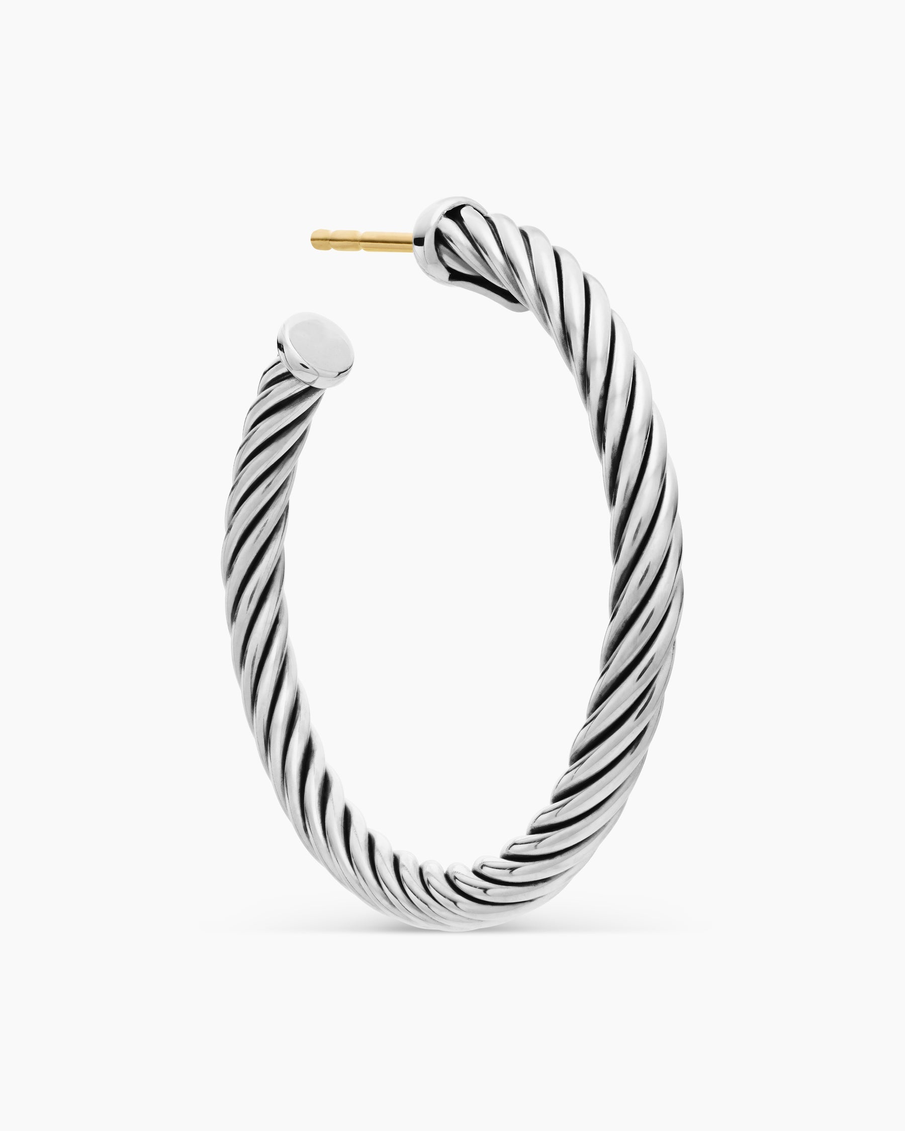 Cable Hoop Earrings in Sterling Silver, 1in