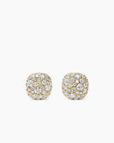 Cushion Stud Earrings in 18K Yellow Gold with Diamonds, 8mm