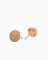Cushion Stud Earrings in 18K Rose Gold with Cognac Diamonds, 8mm