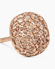 Cushion Stud Earrings in 18K Rose Gold with Cognac Diamonds, 8mm