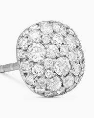 Cushion Stud Earrings in 18K White Gold with Diamonds, 8mm
