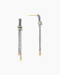 Helena Chain Drop Earrings in Sterling Silver with 18K Yellow Gold and Diamonds, 50.8mm