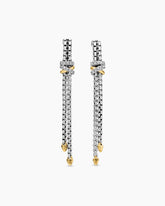 Helena Chain Drop Earrings in Sterling Silver with 18K Yellow Gold and Diamonds, 50.8mm