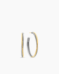 Crossover Hoop Earrings in Sterling Silver with 18K Yellow Gold, 44mm