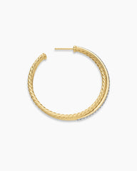 Crossover Hoop Earrings in 18K Yellow Gold with Diamonds, 44mm
