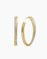Crossover Hoop Earrings in 18K Yellow Gold with Diamonds, 44mm