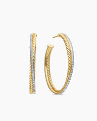 Crossover Hoop Earrings in 18K Yellow Gold with Diamonds, 44mm
