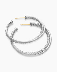 Crossover Hoop Earrings in Sterling Silver with Diamonds, 44mm