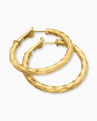 Cable Edge® Hoop Earrings in 18K Yellow Gold, 1.5in