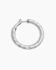 Cable Edge® Hoop Earrings in Sterling Silver, 1.5in