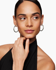 Cable Edge® Hoop Earrings in Sterling Silver, 1.5in