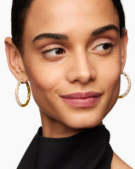 Cable Edge® Hoop Earrings in 18K Yellow Gold with Diamonds, 1.5in