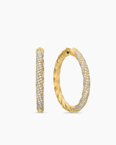 Cable Edge® Hoop Earrings in 18K Yellow Gold with Diamonds, 1.5in