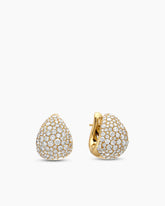 Pear Huggie Hoop Earrings in 18K Yellow Gold with Diamonds, 16mm