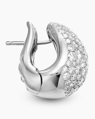 Pear Huggie Hoop Earrings in 18K White Gold with Diamonds, 16mm