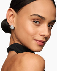 Pear Huggie Hoop Earrings in 18K White Gold with Diamonds, 16mm