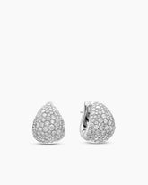 Pear Huggie Hoop Earrings in 18K White Gold with Diamonds, 16mm