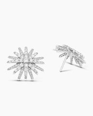 Starburst Stud Earrings in 18K White Gold with Diamonds, 19mm