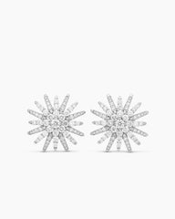 Starburst Stud Earrings in 18K White Gold with Diamonds, 19mm