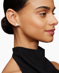 Chatelaine® Stud Earrings in 18K Yellow Gold with Pavé Diamonds, 8mm