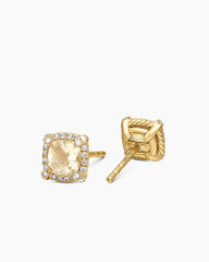 Petite Chatelaine® Pavé Bezel Stud Earrings in 18K Yellow Gold with Champagne Citrine and Diamonds, 5mm