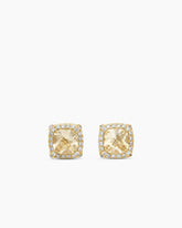 Petite Chatelaine® Pavé Bezel Stud Earrings in 18K Yellow Gold with Champagne Citrine and Diamonds, 5mm