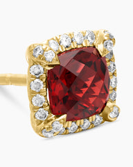 Petite Chatelaine® Pavé Bezel Stud Earrings in 18K Yellow Gold with Garnet and Diamonds, 5mm